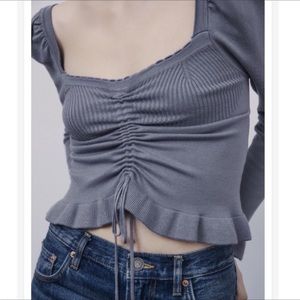 Zara Ruched Knit Sweater